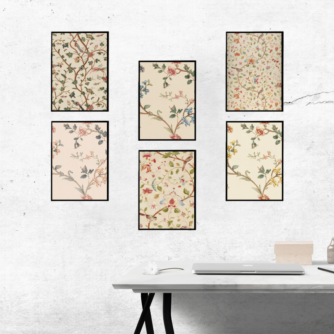 Vintage Floral Wall Art Set – Botanical Beauty for Your Home - Memories InsiteVINTAGE FLORAL WALL FRAME - BLACK SET OF 6